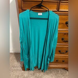 Elegant Teal Open Front Cardigan